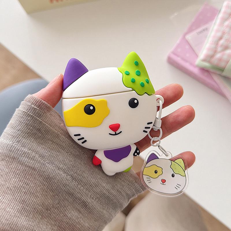 Kawaii Cartoon Cat Earphone Case For Apple Airpods Pro 3/2 4 Cover with Charm Silicone Cute Headphone Cases For Airpod 4 Funda