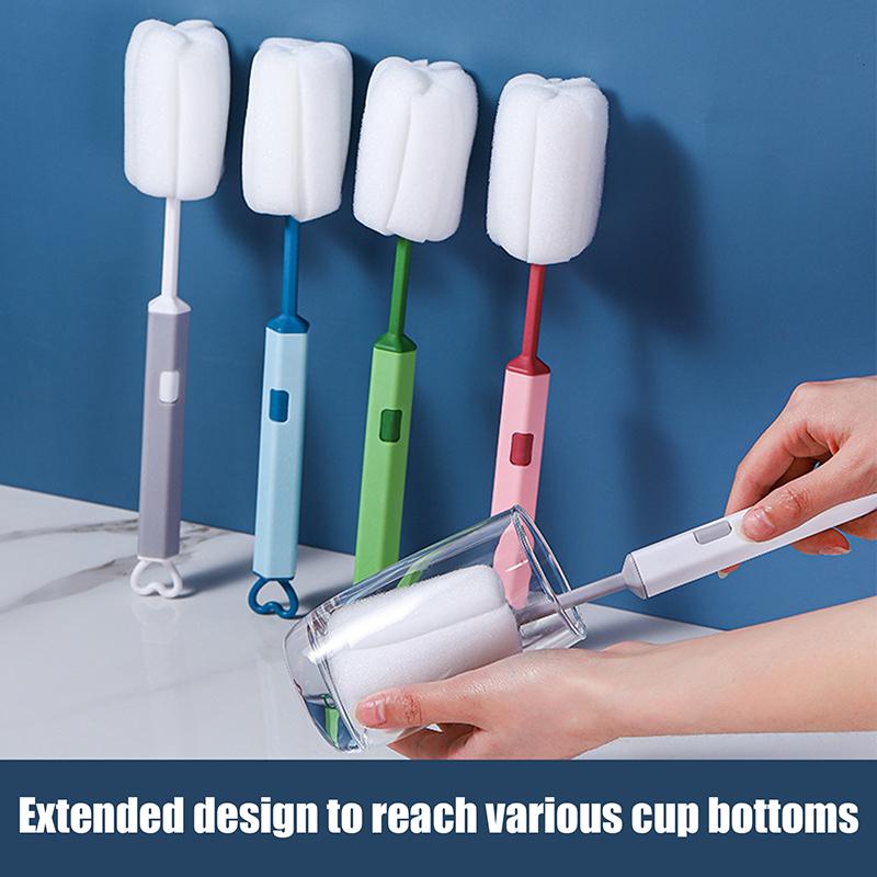 1 шт. Мягкая губка для мытья чашек с длинной ручкой, губка для бутылок, щетка для мытья бутылок, стеклянных чашек, мытья и чистки кухни