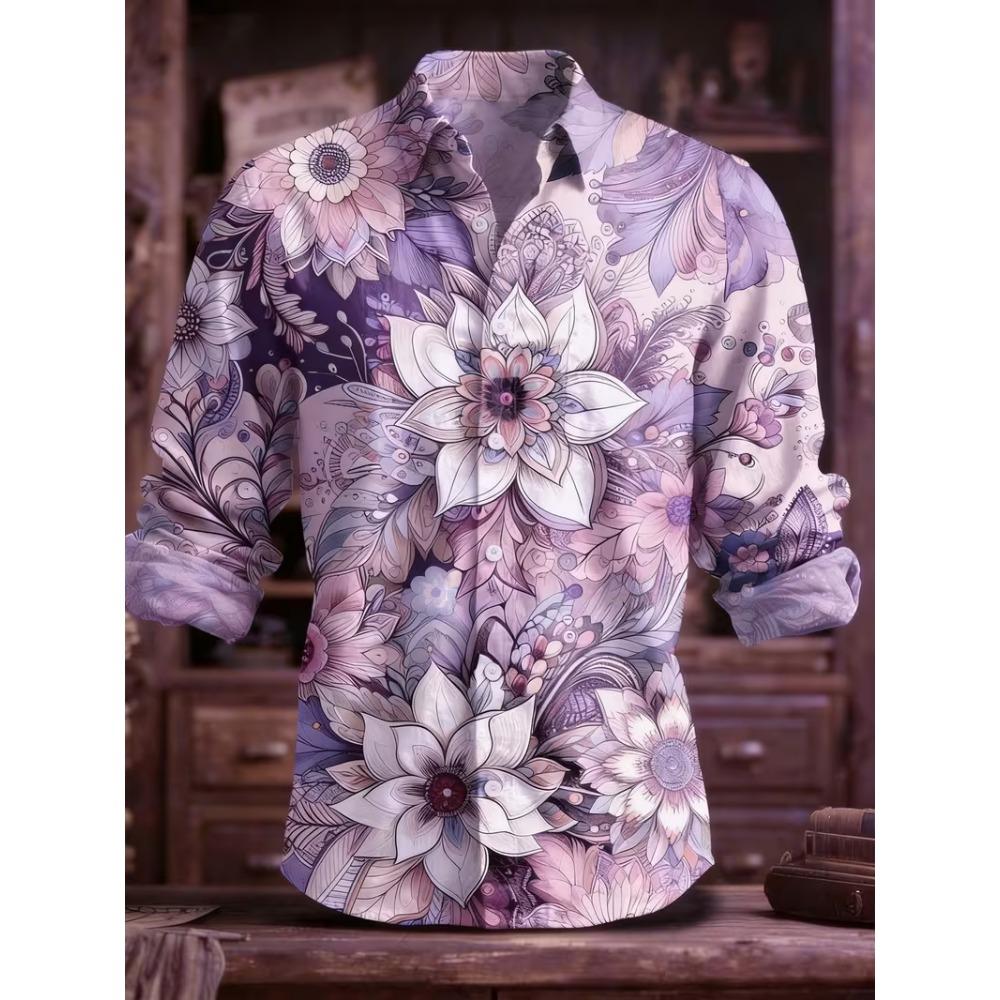 Fashion Men Black White Gradient Shirt Angel Wing Cross Graphic Long Sleeve Slim Club Punk Streetwear Dress Blouse