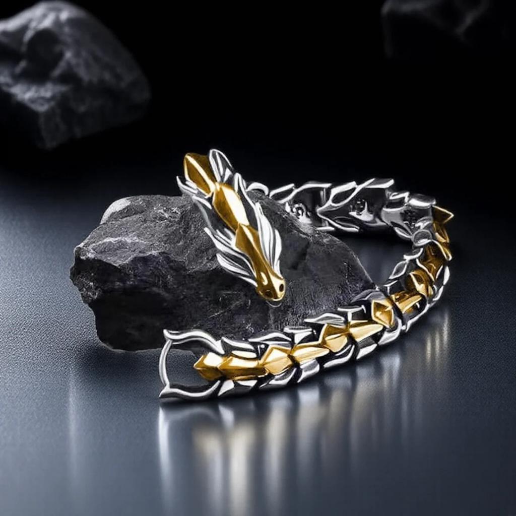 Mens Dragon Bracelet Curb Chain Gothic Biker Link Cuff Wristband 1PC Men's Accessories Gift for Him