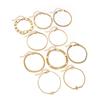 10 pieces of personalized and versatile geometric thick chain cross bracelet, multi-layer stacked zircon bracelet set