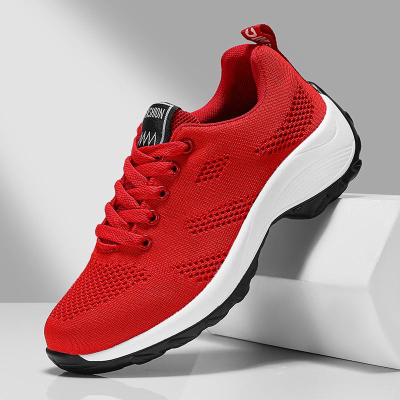 2024 женские повседневные кроссовки для бега на открытом воздухе, противоскользящие модные летние кроссовки на платформе со шнуровкой, дышащая сетчатая прогулочная вулканизированная обувь
