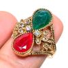 Red Ruby Emerald(Simulated) Gemstone Gift Jewelry Ring Size 6.5 F3E27