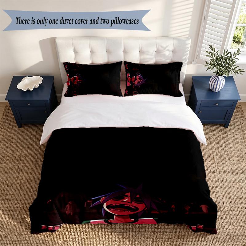 Gorillaz 3‑Piece Bedding Set Soft Microfiber Duvet Cover Pillowcases Comfortable Bed Linen for Bedroom Decoration
