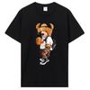 Men Fashion Teddy Bear T Shirt Pure Cotton Tops Tshirt Funny Unisex Tees Summer Oversized Female T-Shirt Harajuku Streetwear