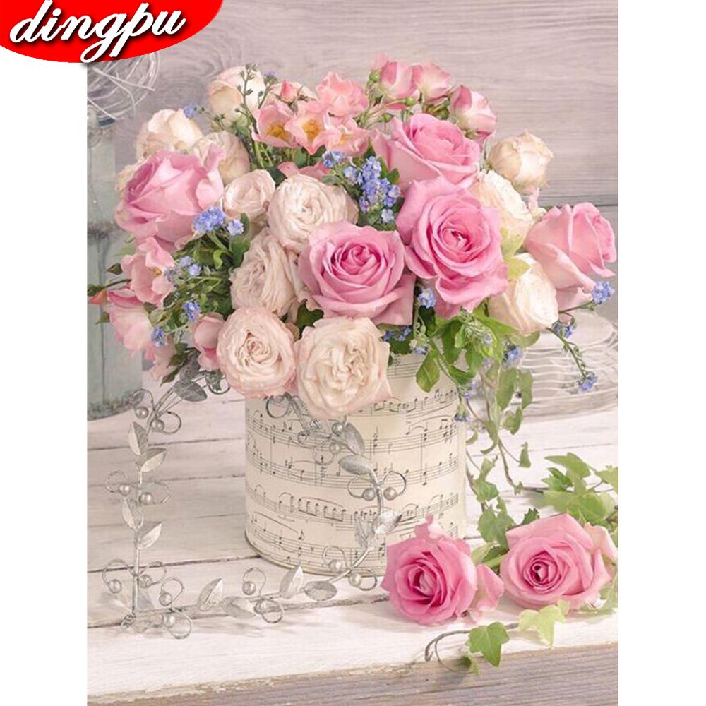 Diamond Painting Flower Cross Stitch Kit Diamond Mosaic Full Square Drill Diamond Embroidery