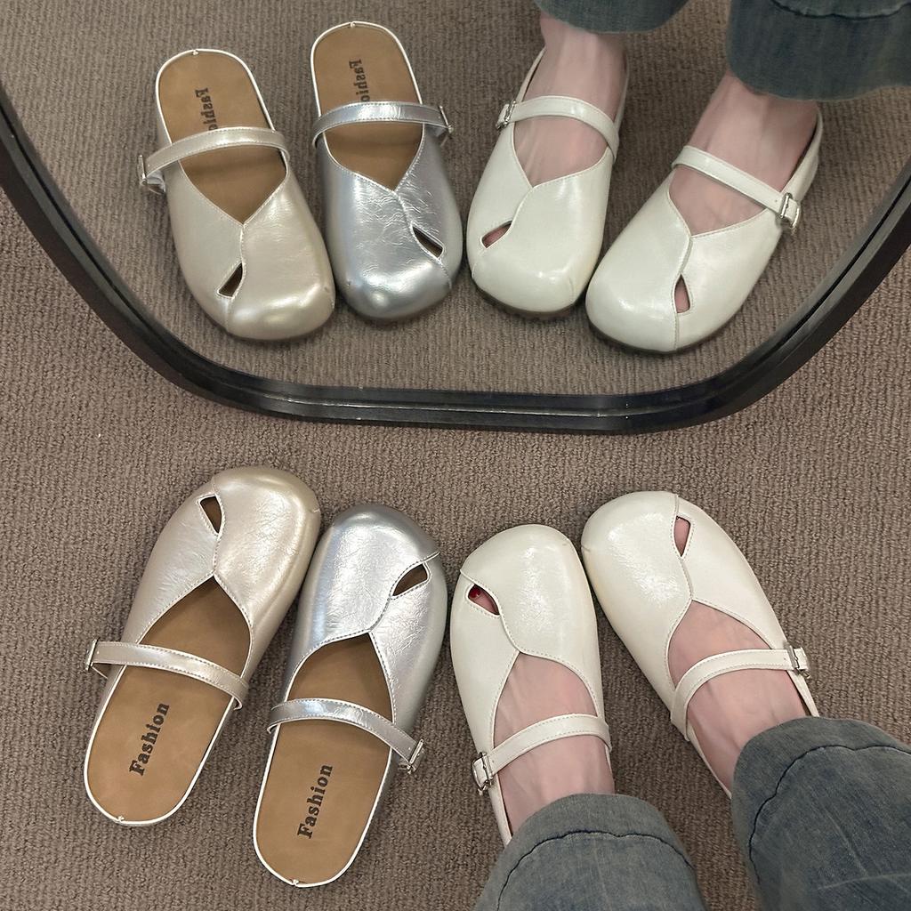Fashion Slippers Women Summer PU Cover Toe Beach Shoes Slides Pantofle Rubber Sabot 2025 Beach Shoes Rubber Slippers Slipers Women Cover