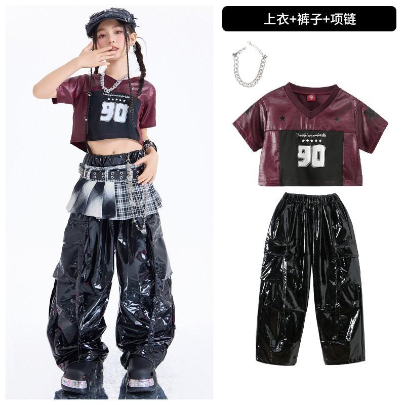 Girls Jazz Dance Performance Outfit Set Kids Trendy Stage Wear