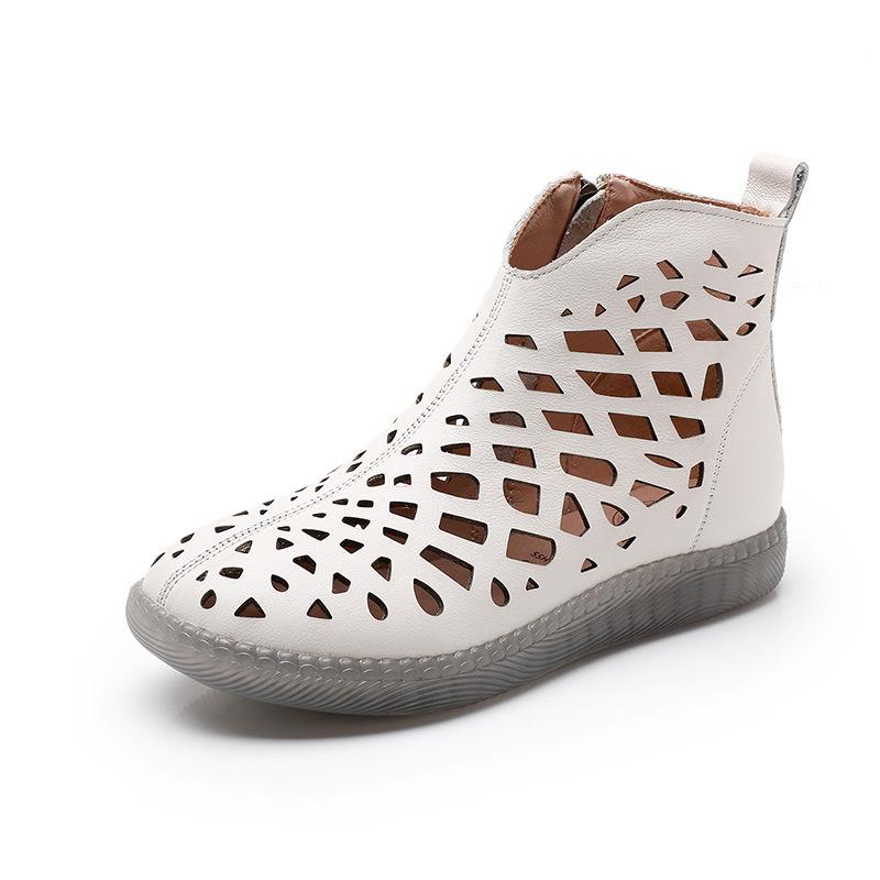 Модные летние женские ботинки GKTINOO Мода 2025 Новые женские сандалии из натуральной кожи Ажурный дизайн Нескользящий круглый носок Женская обувь