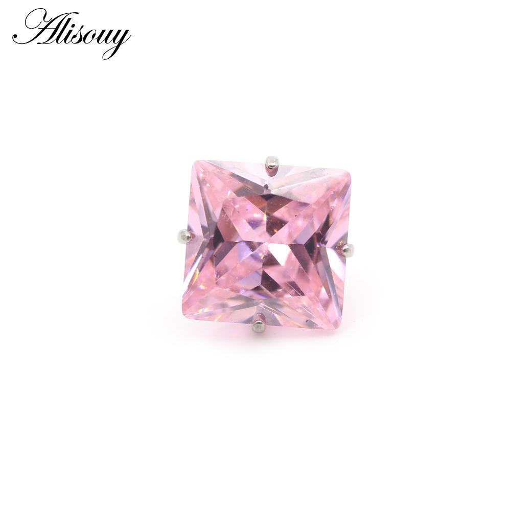 Alisouy 1PC G23 Titanium Externally Thread Square Zircon Lip Labret Rings Ear Stud Earrings Piercing DIY Body Jewelry Accessory