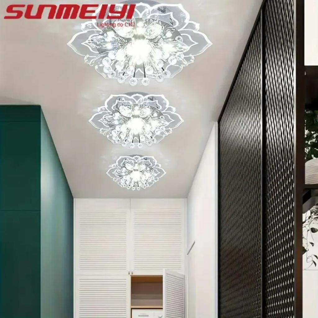 New Modern Crystal Petals LED Ceiling Lights Aisle Hallway Corridor Stairway Villa Gallery Kitchen Coffee Indoor Lights