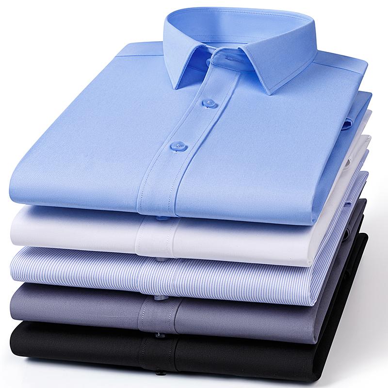Рубашка из бамбукового волокна высокого класса, мужская, с длинным рукавом, с коротким рукавом, однотонная, не требующая глажки, профессиональная, формальная, для работы, белая, S-8XL