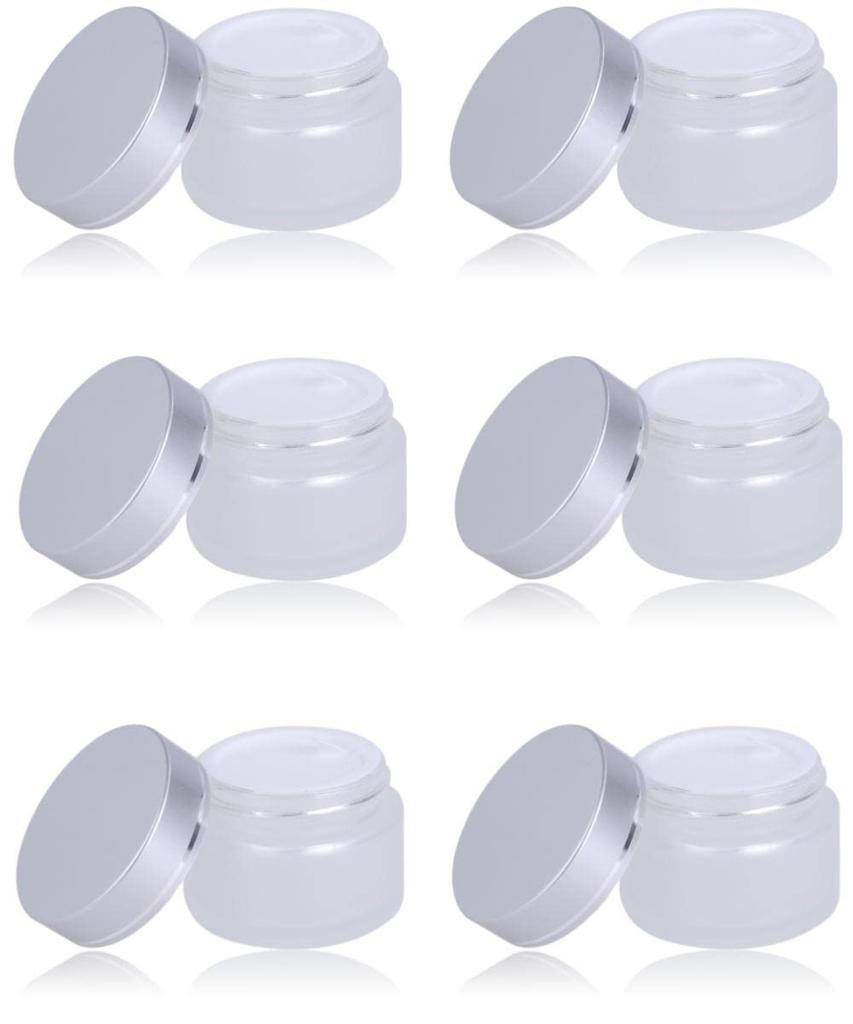 Chocople Cream Glass Set of with Inner Silver Containers, Light-Blocking Bottles, Refillable, 6, Lids, (30g)