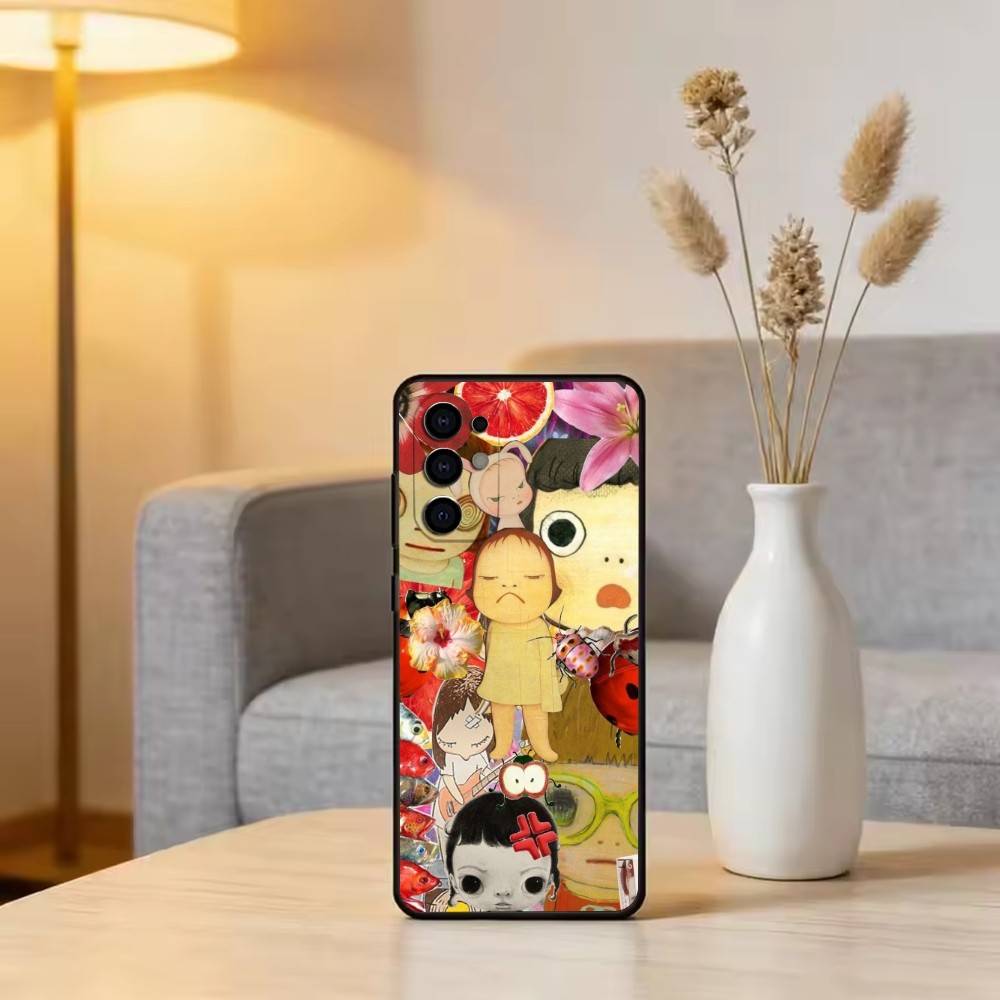 Искусство Японии Y-Yoshitomo Nara Чехол для телефона для Samsung S25, S24, S21, S22, S23, S30, Ultra, S20, Plus, Fe, Мягкий силиконовый Черный чехол