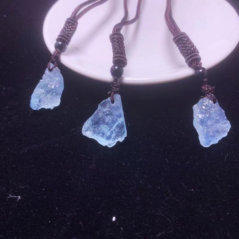 Подвеска Цепочка Натуральный Аквамарин Нерегулярный Камень Ювелирные Изделия Аксессуары Необработанный Камень