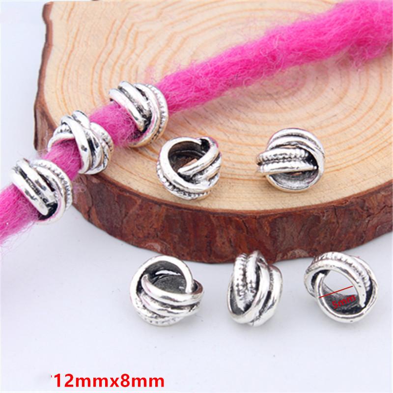 5pcs/bag Silver Metal Hair Rings Braid Dreadlocks Bead Hair Cuffs Dread Tube Charm Dreadlock for DIY Hair Accessaries