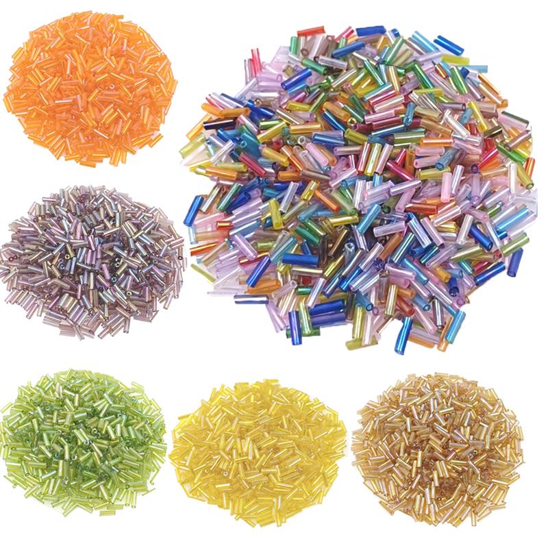 Креативные аксессуары для самостоятельного изготовления ювелирных изделий Длинные трубчатые стеклянные бусины для изготовления ювелирных изделий Ожерелье Бусины-разделители Многоцветные 2x7 мм Браслеты 300 шт.