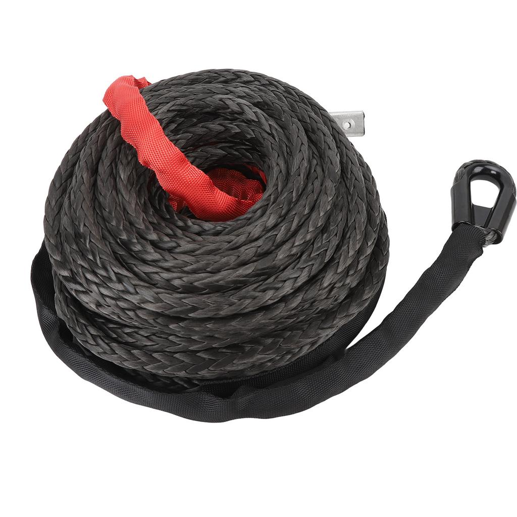 Synthetic Winch Rope with Protective Sleeve High Toughness 7.5T Strength 9.5mm X 25m for 4WD Off Road Vehicle ATV UTV
