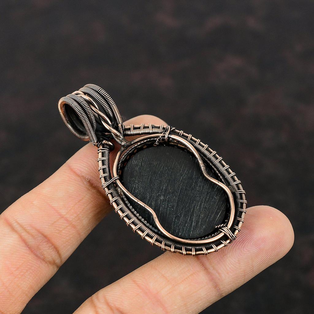 Подвеска из ракушки абалон, подвеска из медной проволоки, ювелирные изделия с драгоценными камнями, кулон ручной работы, уникальные медные ювелирные изделия, подарок для нее, ювелирные изделия с проволочной обмоткой