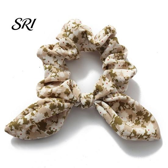 Ponytail Holder Hair Tie Floral Print Rabbit Ear Decor Rope Disability Friendly Accessory High Elasticity Bun Half-Tied Hairstyles