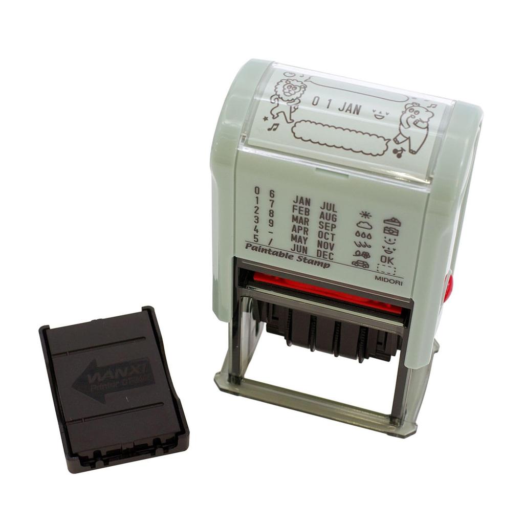 DESIGNPHIL MIDORI Rotating Stamp with Date and Animal Speech Bubble Design, 35457006