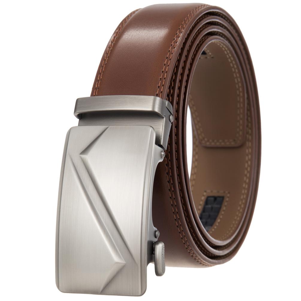 1Pcs Automatic Buckle Business Belt, Simple Men'S Automatic Buckle Belt Alloy Belt Ly36-35351-1