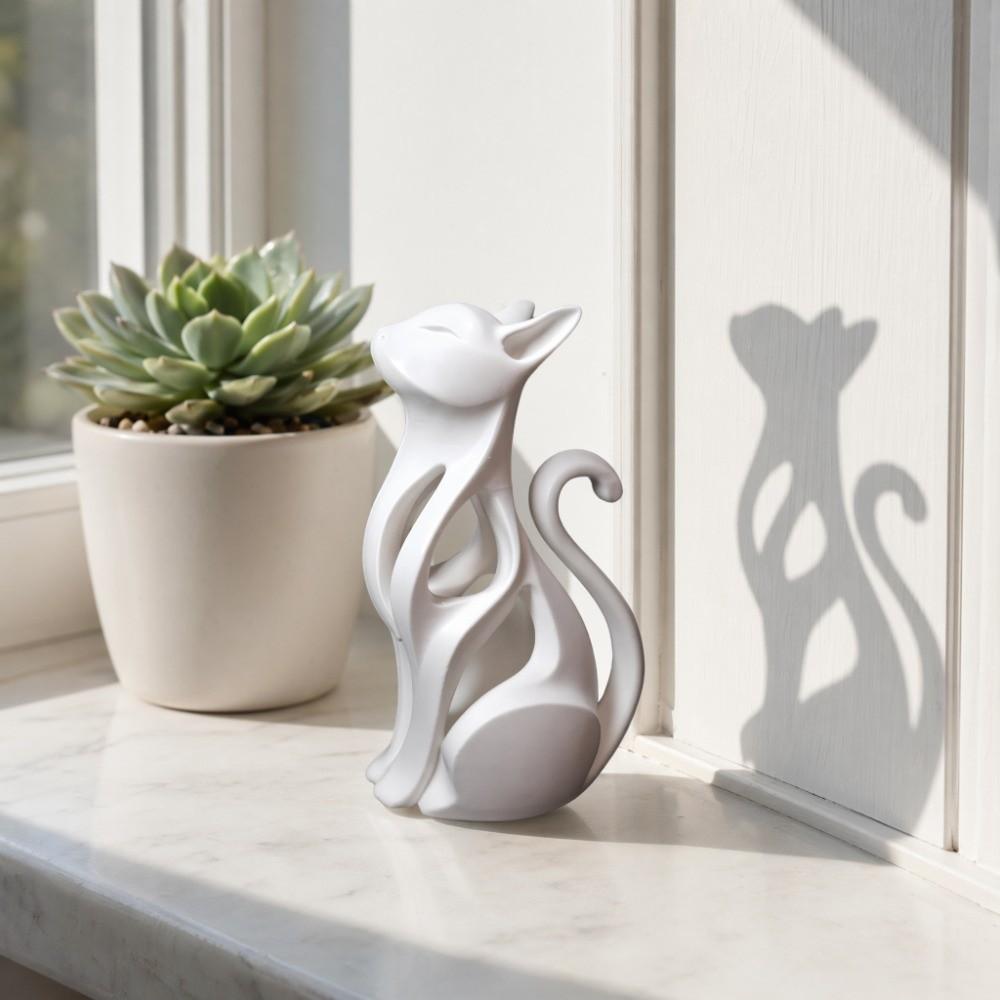 3D Printed Abstract Cat Sculpture Plastic Abstract Cat Figurine Sculpture of Kitten Bedroom Decor