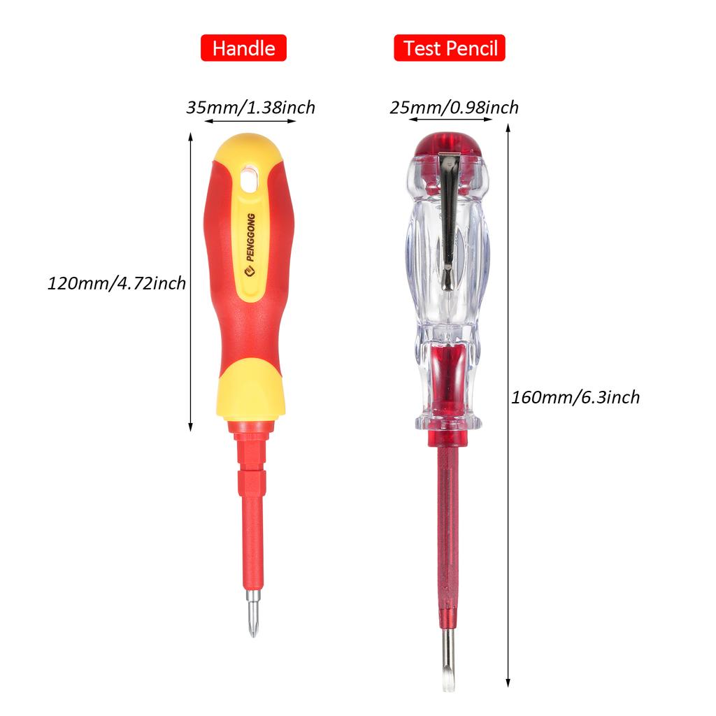 PENGGONG 9714B 500V Insulated Screwdriver Set 12Pcs Double-Ended Insulated Screwdriver Tool with