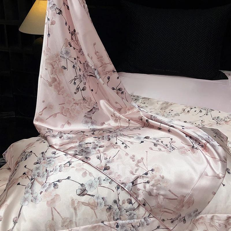 Роскошный высококачественный шелковый постельный комплект Шелковистый сатиновый комплект пододеяльника С принтом Размер Квин Кинг Мягкий Подарок для вашего возлюбленного, друзей