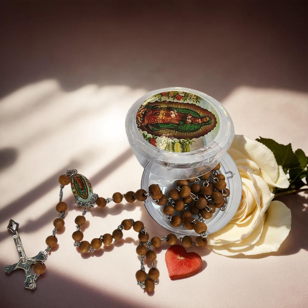 Католические молитвенные четки-ожерелье с деревянными бусинами, включают распятие и элегантную подарочную коробку, христианские религиозные для причастия