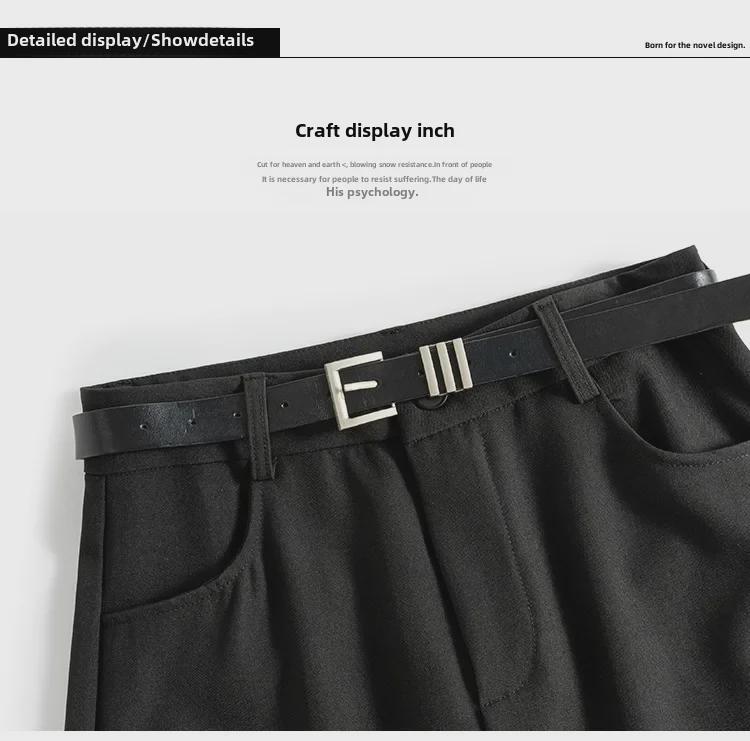 Юбка-трапеция серого цвета с высокой талией и разрезом на бедрах, осень/зима 2024 г.