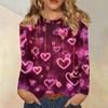 Женский модный пуловер с круглым вырезом и длинными рукавами с принтом сердечек ко Дню святого Валентина
