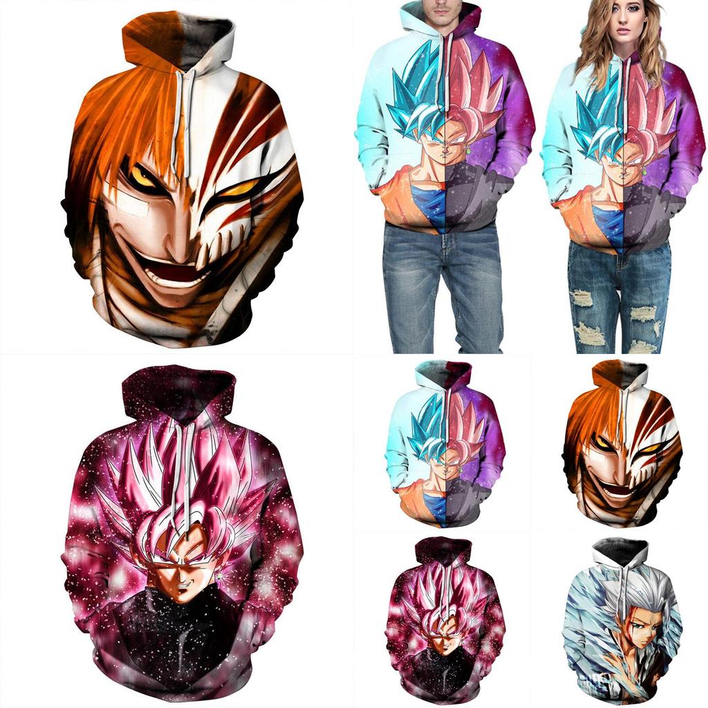 Полиэстер Dragon Ball Z Супер Сайян Гоку Мужская Женская Аниме Толстовка с Капюшоном**