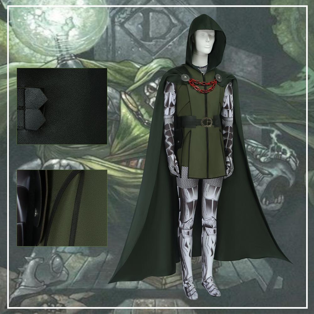 Doctor Doom Cosplay Costume, Jumpsuit with Cape Halloween Roleplay Outfit
