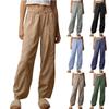 Womens Casual Pants Elastic Waist Cargo Pants Drawstring Wide Leg Pants Baggy Pants