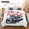 Motorcycle Duvet Cover Set Dirt Bike Extreme Sports Theme For Boy Girl Motocross Racer Polyester Bedding Set King Queen Size
