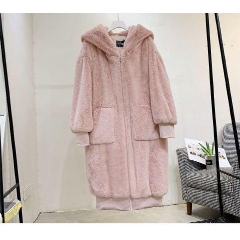 Осеннее и зимнее искусственное меховое утолщенное длинное пальто с капюшоном, экологически чистое пальто