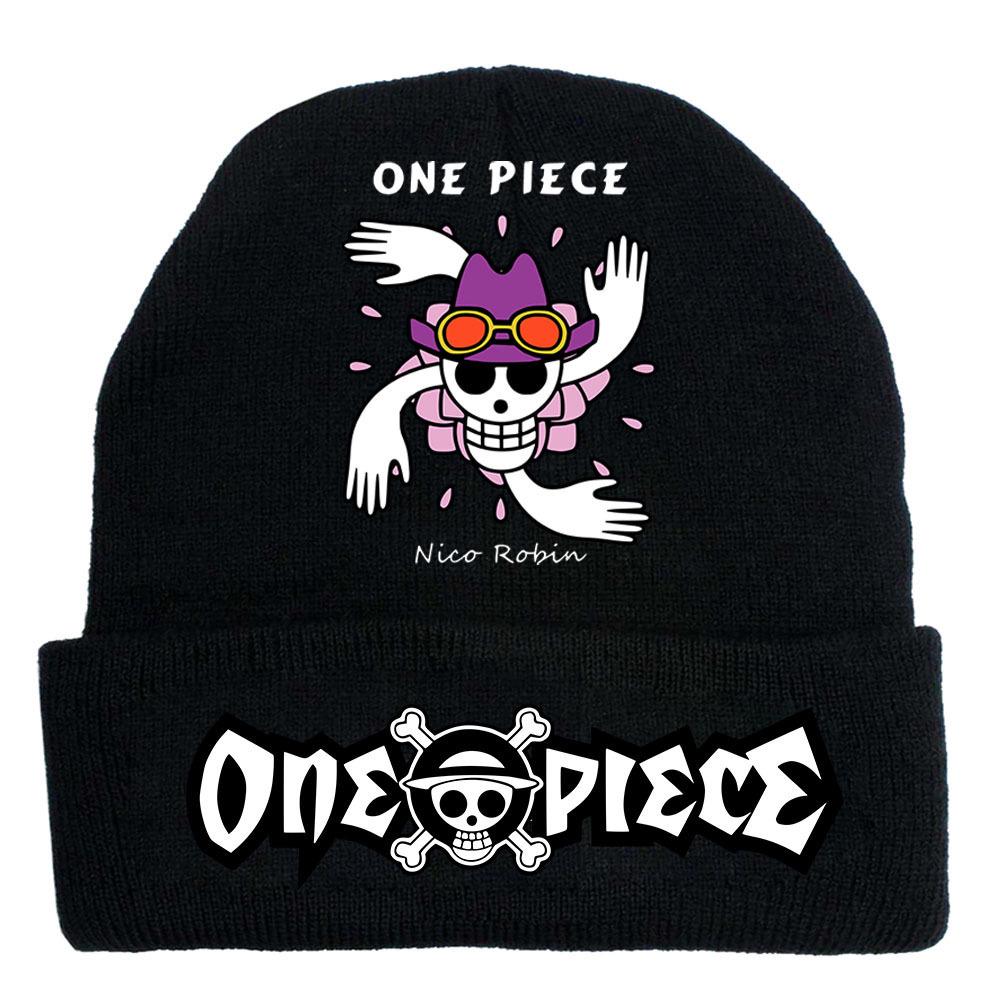 Вязаная шапка из аниме One Piece: Теплая, с бархатной подкладкой, с отворотом, взрослая уличная шапка-бини