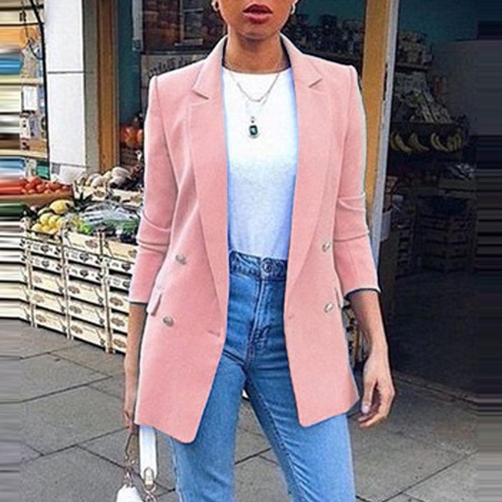 Women's Solid Colour Fashion Lapel Slim Fit Slit Pocket Cardigan Suit Coat
