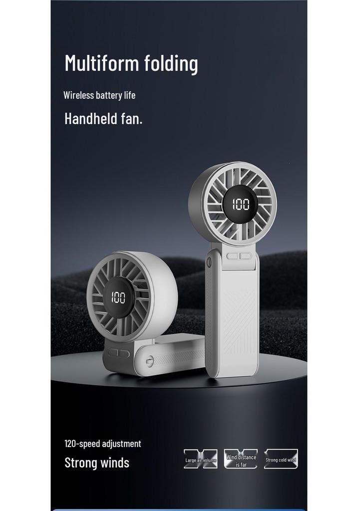 USB Rechargeable High-Speed Portable Handheld Fan with Digital Display