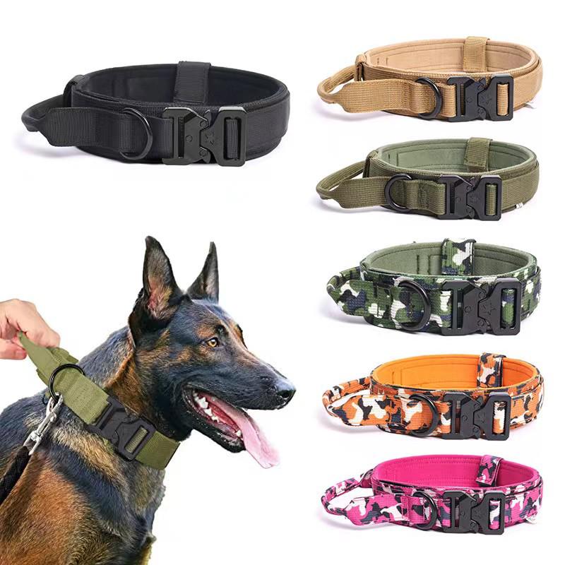 Tactical Adjustable Dog Collar & Leash - Outdoor Explosion-Proof Training Collar.