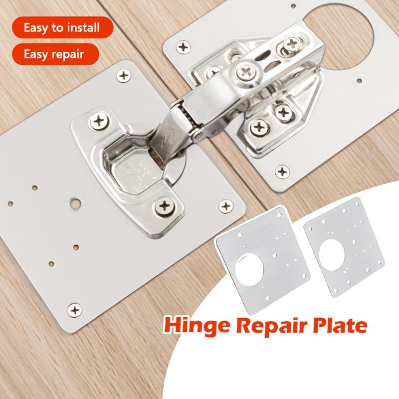 1 Set Stainless Steel Cabinet Door Hinges with Repair Plates and Screws