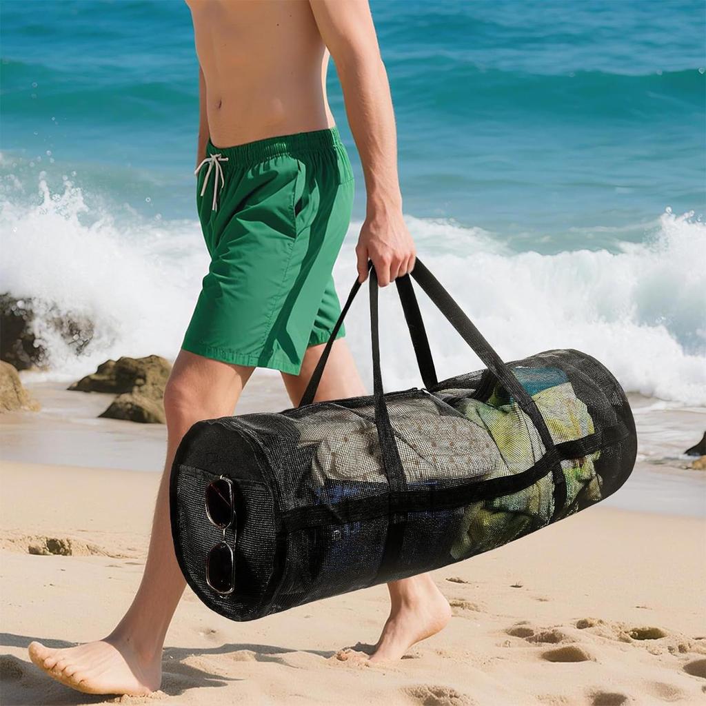70x28x28cm Dive Bag Mesh Snorkel Gear Bag Portable Foldable Large Duffle for Holding Basketball Volleyball Soccer Laundry Gym