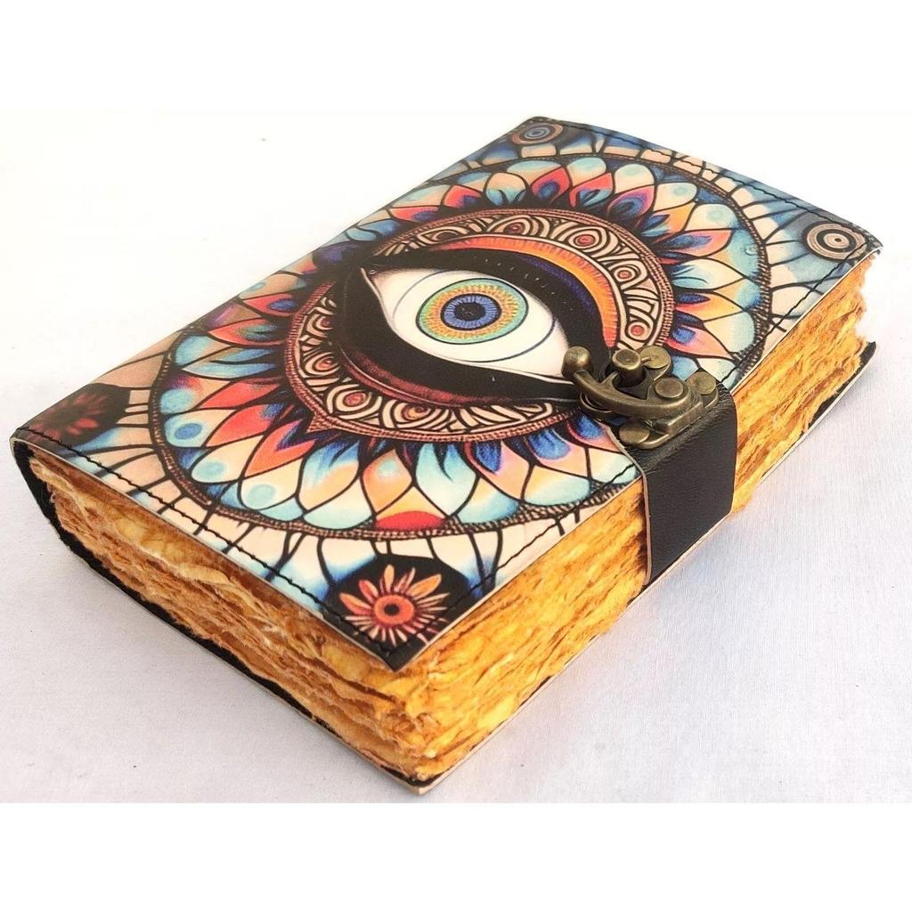 Журнал из кожи Boho Evil Eye UV с антикварной застежкой – Бумага в винтажном стиле