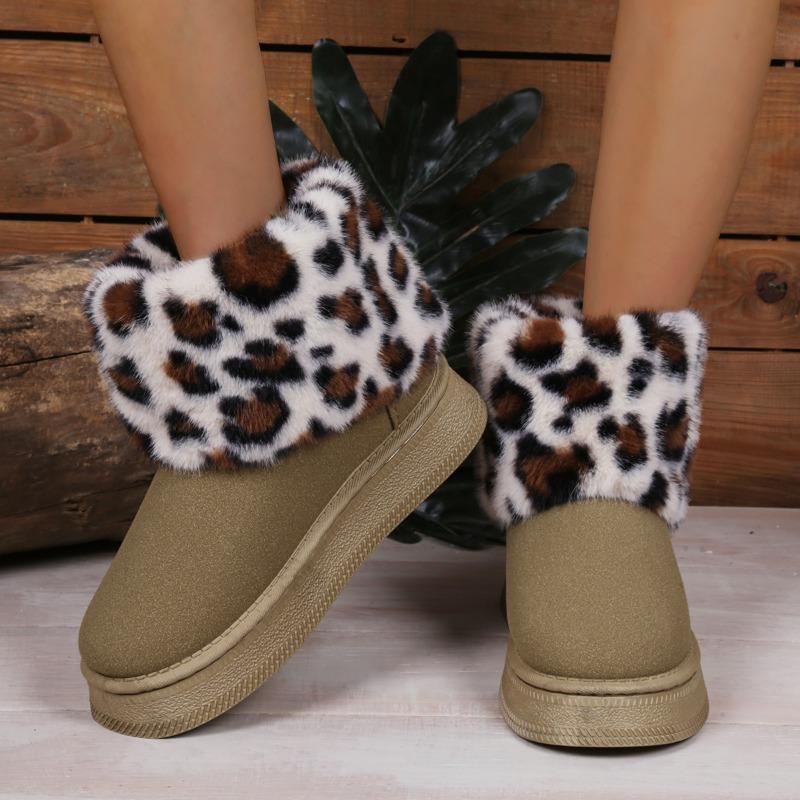 Мода Модные зимние сапоги Leoaprd Fur для женщин из искусственной замши с хлопковой подкладкой на платформе женские зимние нескользящие толстые плюшевые ботильоны