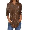 3/4 Length Sleeve Womens Tops Summer T-Shirts Floral Print V Neck Casual Basic Tee Button Shirts Tunic Tops