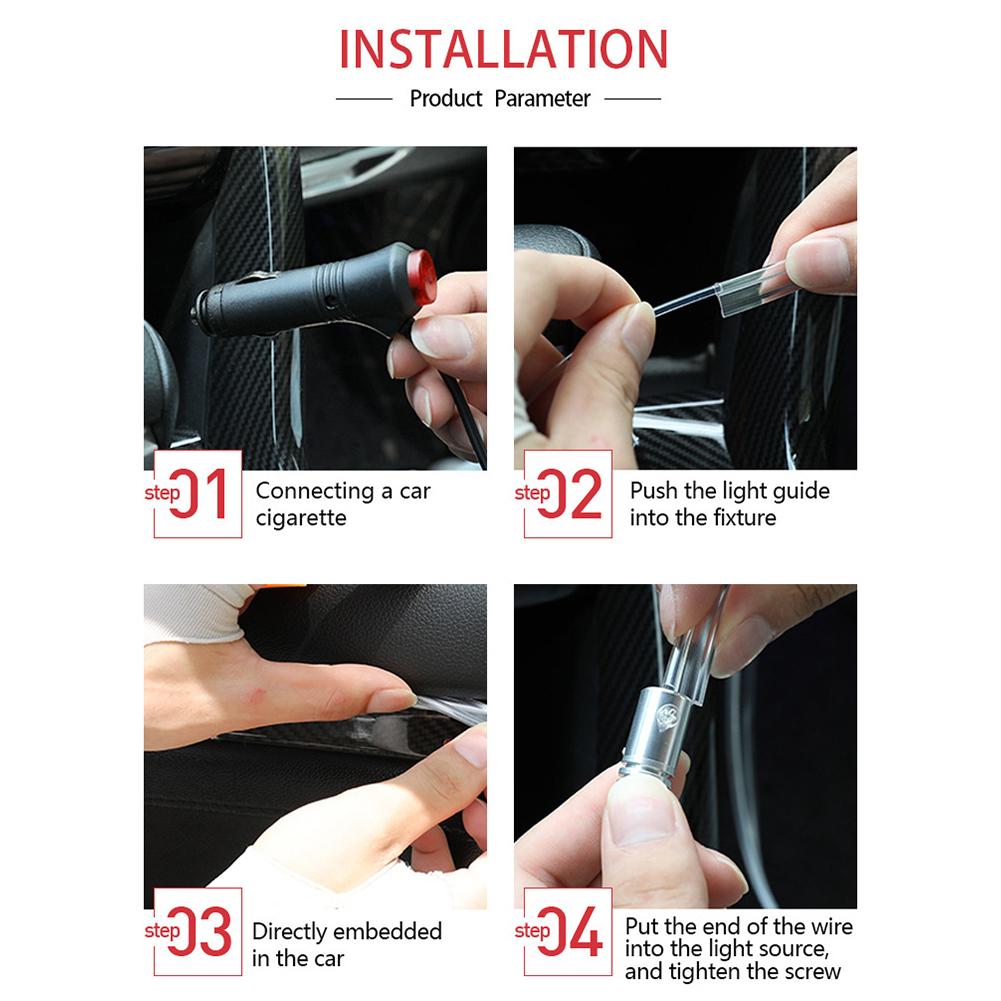 6 In 1 Car Interior LED Ambient Light Strip 6M Fiber Optic Atmosphere Nelon Lighting Kit APP Remote Control Auto Decorative Lamp