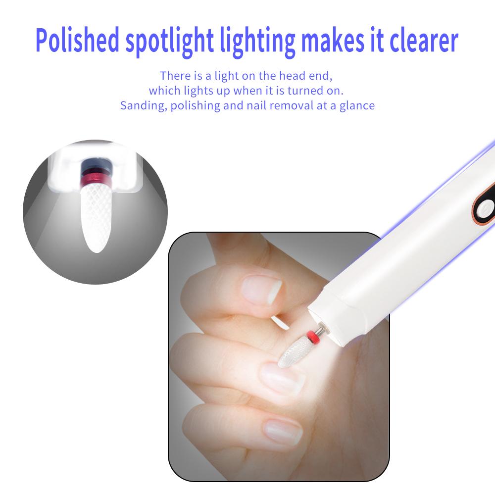 TEWIRROW Электрическая дрель для ногтей, портативный маникюрный набор, шлифовальная машинка для ногтей, пилка для полировки и формирования ручки, набор для педикюра для удаления геля