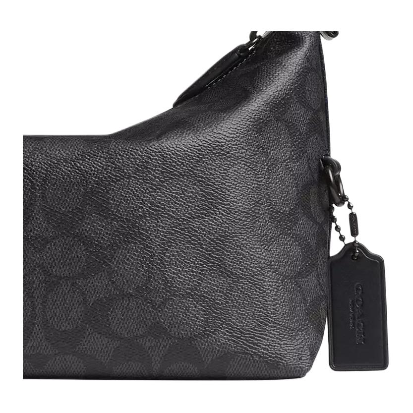 Coach Канва 24 Шарм с логотипом и зажимом Сумка-тоут из покрытого канваса и телячьей кожи Средняя Мужская сумка-тоут Черный CAN35-CHR