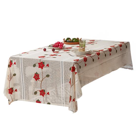 Кружевная скатерть с вышивкой Санта-Клауса и рождественского колокольчика, праздничная